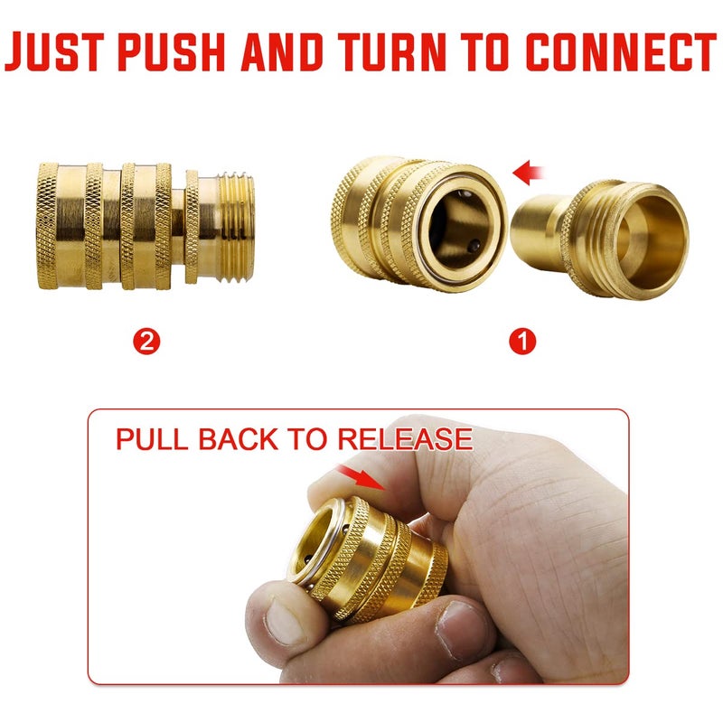 YAMATIC Garden Hose Quick Connect Water Hose Fittings - 3/4"" Thread - High Grade Brass Durability and Leak Free Upgrade(2 PACK) - Image 4